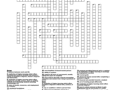 Advanced Teaching Degree Crossword